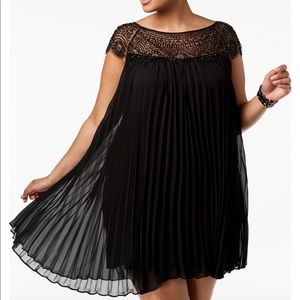 XSCAPE Plus Size Beaded & Pleated Shift Dress